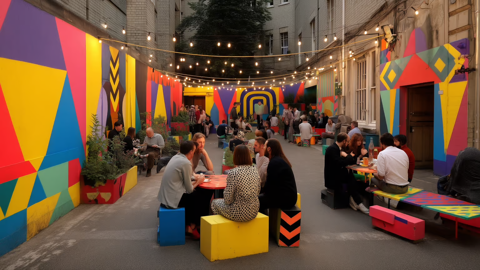 Colorful community hub space